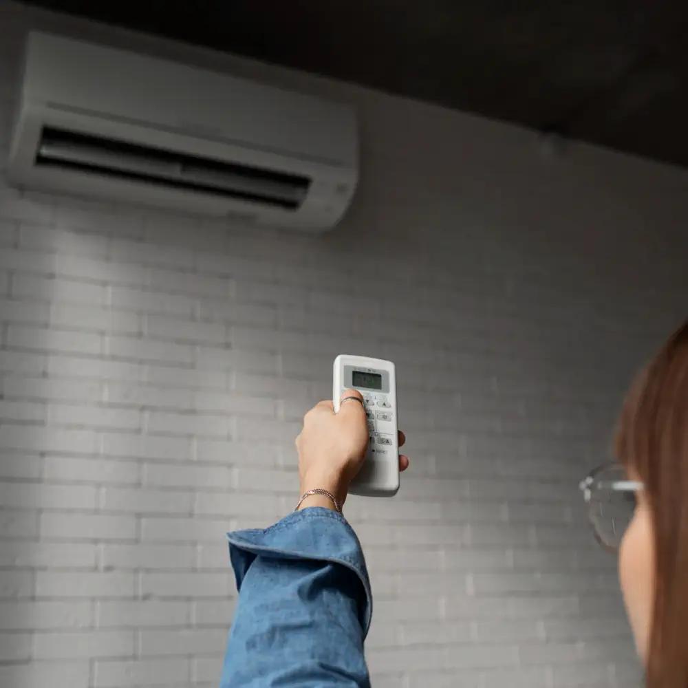 Photo de quelqu'un qui utilise une télécommande pour régler la température de son intérieur